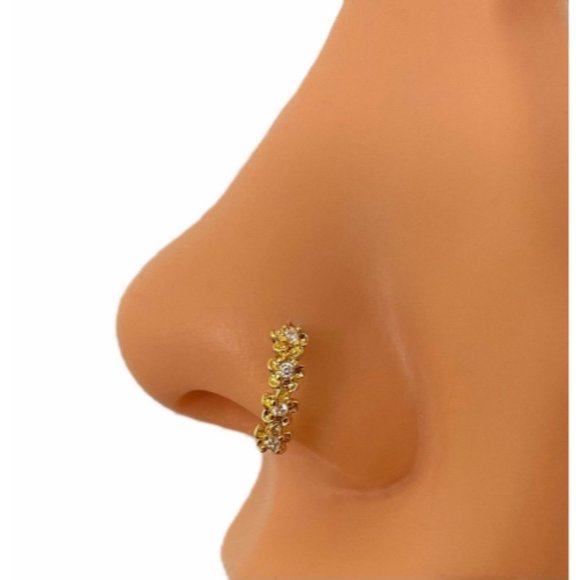 Quadruple Flower Nose Hoop Made Of 316l Surgical Steel 8mm 20g - Picture 1 of 2